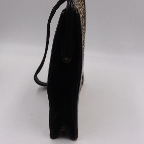 North Judd O’Connor Goldberg Vintage Leopard Print Black Leather Handbag Chic - Picture 2 of 16